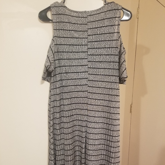 Apt 9 Grey Striped Cold Shoulder Dress - Picture 2 of 2